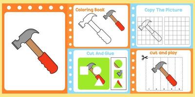 pack de feuilles de calcul pour les enfants avec vecteur de marteau. livre d'étude pour enfants