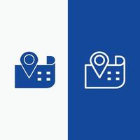 carte navigation emplacement ligne et glyphe icône solide bannière bleue ligne et glyphe icône solide bannière bleue vecteur