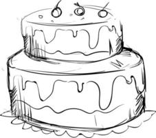 dessin d'un gâteau d'anniversaire, illustration, vecteur sur fond blanc.