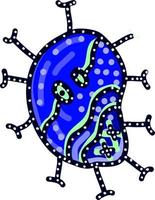 Virus bleu avec néons, illustration, vecteur sur fond blanc
