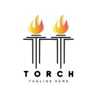 logo de la torche, conception du feu, logo de la lettre, icône de la marque du produit vecteur