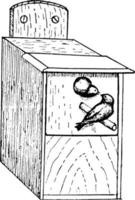 maison d'oiseau avec glissière avant, illustration vintage. vecteur