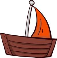 Bateau à voile orange , illustration, vecteur sur fond blanc