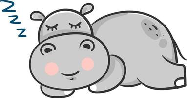 Hippopotame endormi , illustration, vecteur sur fond blanc
