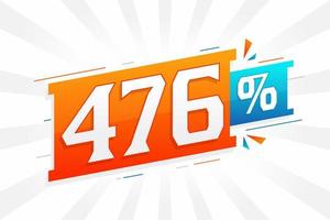 476 promotion de bannière de marketing à prix réduit. Conception promotionnelle de 476 % des ventes. vecteur