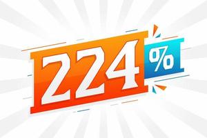 224 promotion de bannières marketing à prix réduits. Conception promotionnelle de 224 % des ventes. vecteur