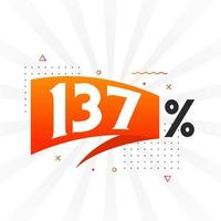 137 promotion de bannière de marketing à prix réduit. Conception promotionnelle de 137 % des ventes. vecteur