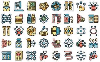 enzymes, icônes, ensemble, vecteur, plat vecteur