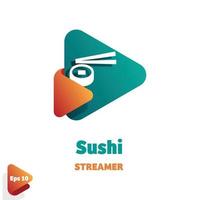 logo de banderole de sushi vecteur