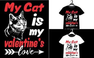 conception de t-shirt chat saint valentin vecteur