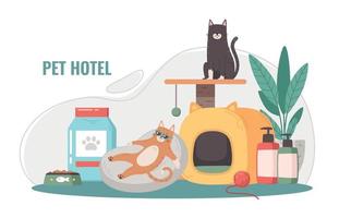 composition de dessin animé d'hôtel pour animaux de compagnie vecteur