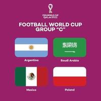 coupe du monde de football groupe c, drapeau du pays vecteur