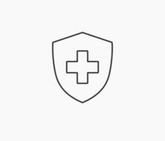 icône de ligne d'assurance protection médicale vecteur