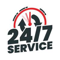 Service 24 heures sur 24 tous les jours badge style 2 vecteur