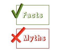 icônes de faits et de mythes. symboles verts et rouges. illustration vectorielle isolée sur fond blanc vecteur