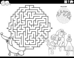 coloriage labyrinthe avec chien teckel et l'exposition canine vecteur