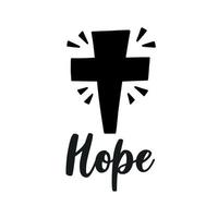 silhouette d'une croix noire avec lettrage espoir. clipart d'impression d'halloween. illustration de vecteur plat isolé sur fond blanc