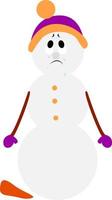 Triste bonhomme de neige, illustration, vecteur sur fond blanc.