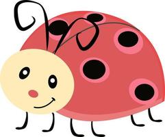 coccinelle mignonne, illustration, vecteur sur fond blanc.