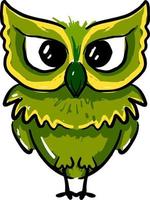 hibou vert, illustration, vecteur sur fond blanc.