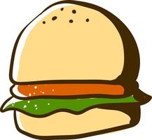 burger plat, illustration, vecteur sur fond blanc.