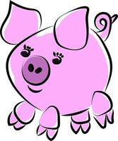 cochon rose, illustration, vecteur sur fond blanc.