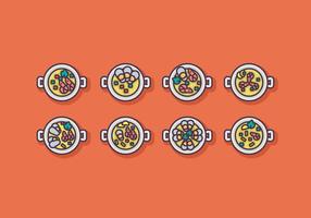 Paella icon vector set