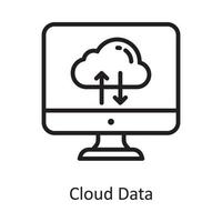 illustration de conception d'icône de contour de vecteur de données de nuage. symbole de cloud computing sur fond blanc fichier eps 10