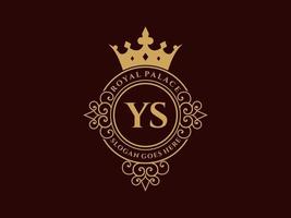 lettre ys logo victorien de luxe royal antique avec cadre ornemental. vecteur