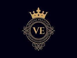 lettre v logo victorien de luxe royal antique avec cadre ornemental. vecteur