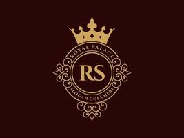 lettre r logo victorien de luxe royal antique avec cadre ornemental. vecteur