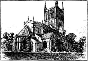 illustration vintage de l'abbaye de pershore. vecteur