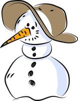bonhomme de neige avec chapeau, illustration, vecteur sur fond blanc.