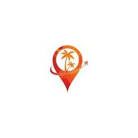 logo de point de voyage avec symbole de palmiers, vecteur de concept de conceptions de logo de plage