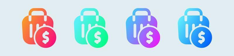 icône solide de paiement en dégradé de couleurs. illustration vectorielle de signes d'achat. vecteur