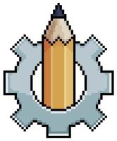 équipement pixel art avec crayon, concept d'idées et icône vectorielle de créativité pour jeu 8 bits sur fond blanc vecteur