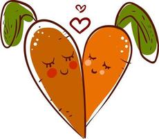 carottes en amour, illustration, vecteur sur fond blanc.