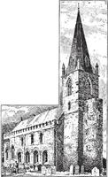 église de tous les saints, brixworth, gravure vintage. vecteur