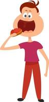 Boy eating sandwich, illustration, vecteur sur fond blanc