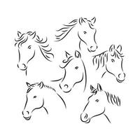 croquis de tête de cheval. style de dessin au trait animal. icône de tête de cheval. illustration vectorielle de tête de cheval. signe simple de tête de cheval. vecteur