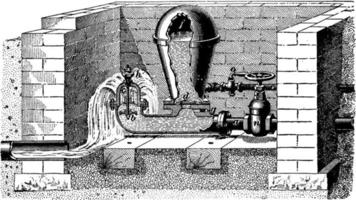 bélier hydraulique, illustration vintage. vecteur