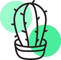 gros cactus vert dans un petit pot, illustration, vecteur sur fond blanc.