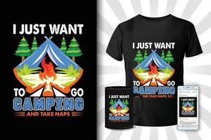 je veux juste faire du camping design de t-shirt vecteur