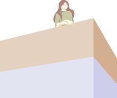 fille sur balcon, illustration, vecteur sur fond blanc.