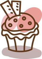 cupcake avec garniture, illustration, vecteur, sur fond blanc. vecteur