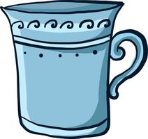 Vieille tasse bleue , illustration, vecteur sur fond blanc