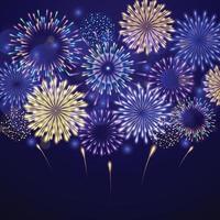 fond extérieur de feux d'artifice du nouvel an vecteur