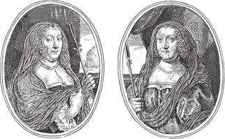 portraits d'une femme de haut rang et de la comtesse catharina van den berg, illustration vintage. vecteur