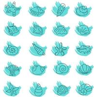 coquillages bleus, icône illustration, vecteur sur fond blanc