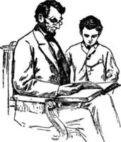 illustration vintage du président lincoln et tad. vecteur